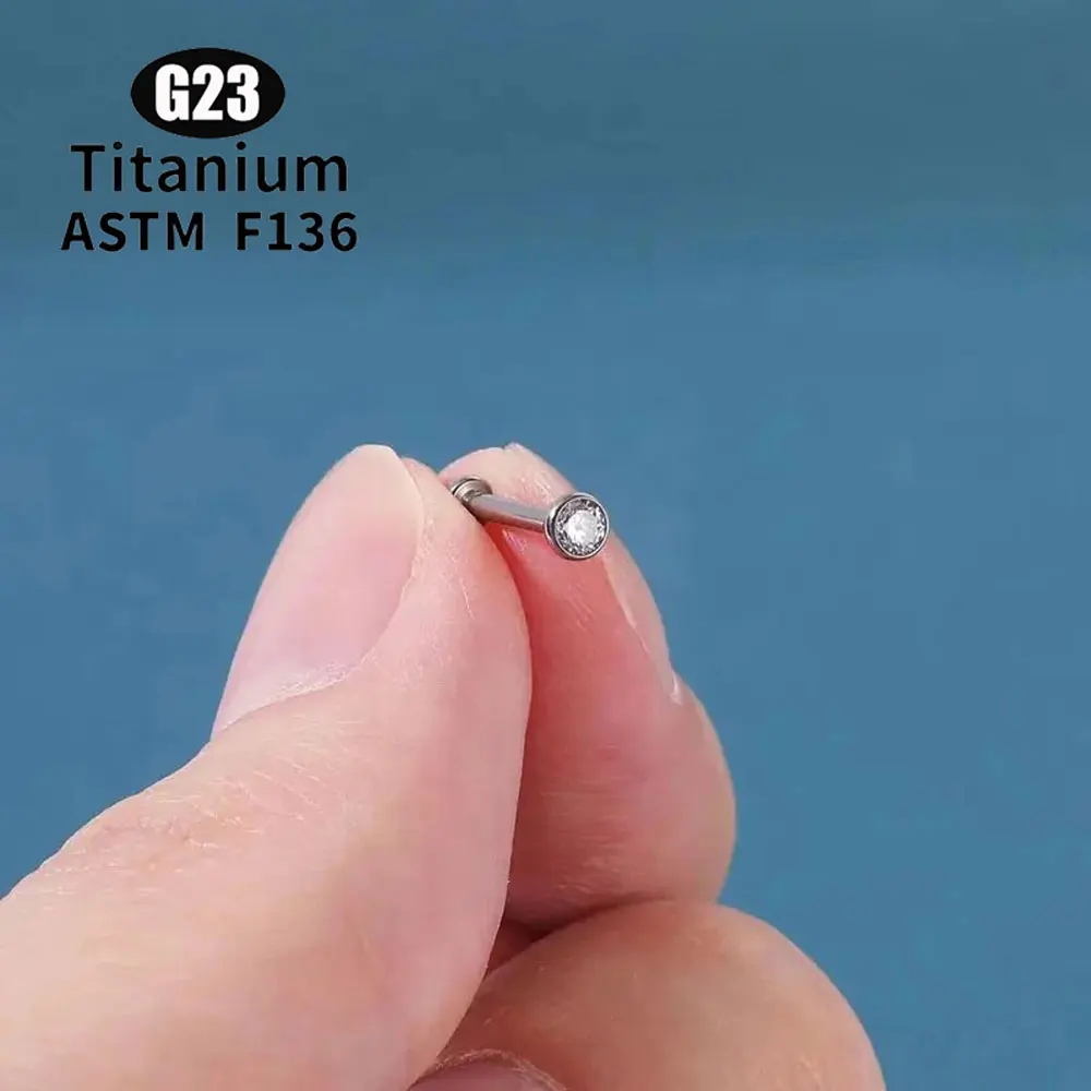 الجملة G23 التيتانيوم ASTM F136 ثقب Labret الشفاه مسمار 16 جرام دفع دبوس مجوهرات للجسم للنساء
