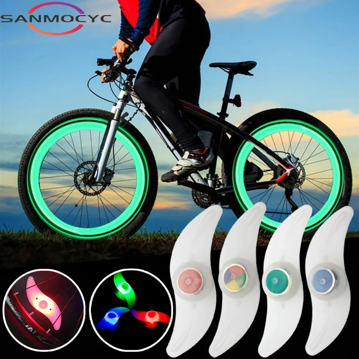 Bike Wheel Spoke Light Tire Lights 3   Waterproof Bike Safety Warning Easy To Install Bicycle Accessories with Battery Xoss