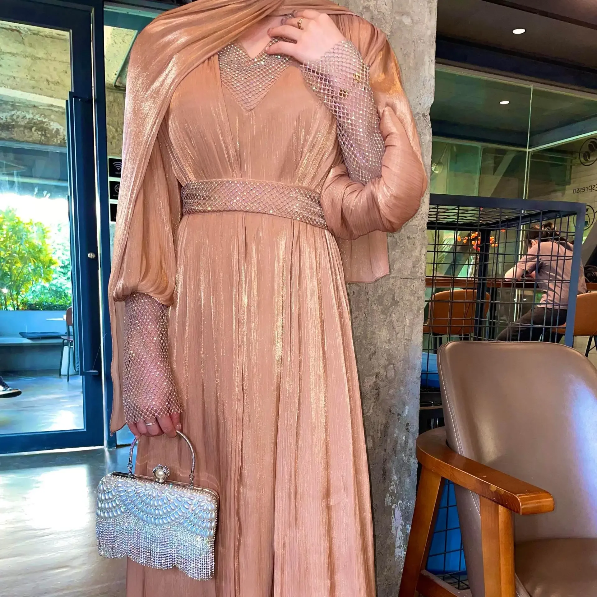 Nuevo Eid Ramadán gasa Kimono abierto Abayas conjunto de vestido interior cárdigan Djellaba Dubai mujeres musulmanas bata Casual ropa islámica femenina