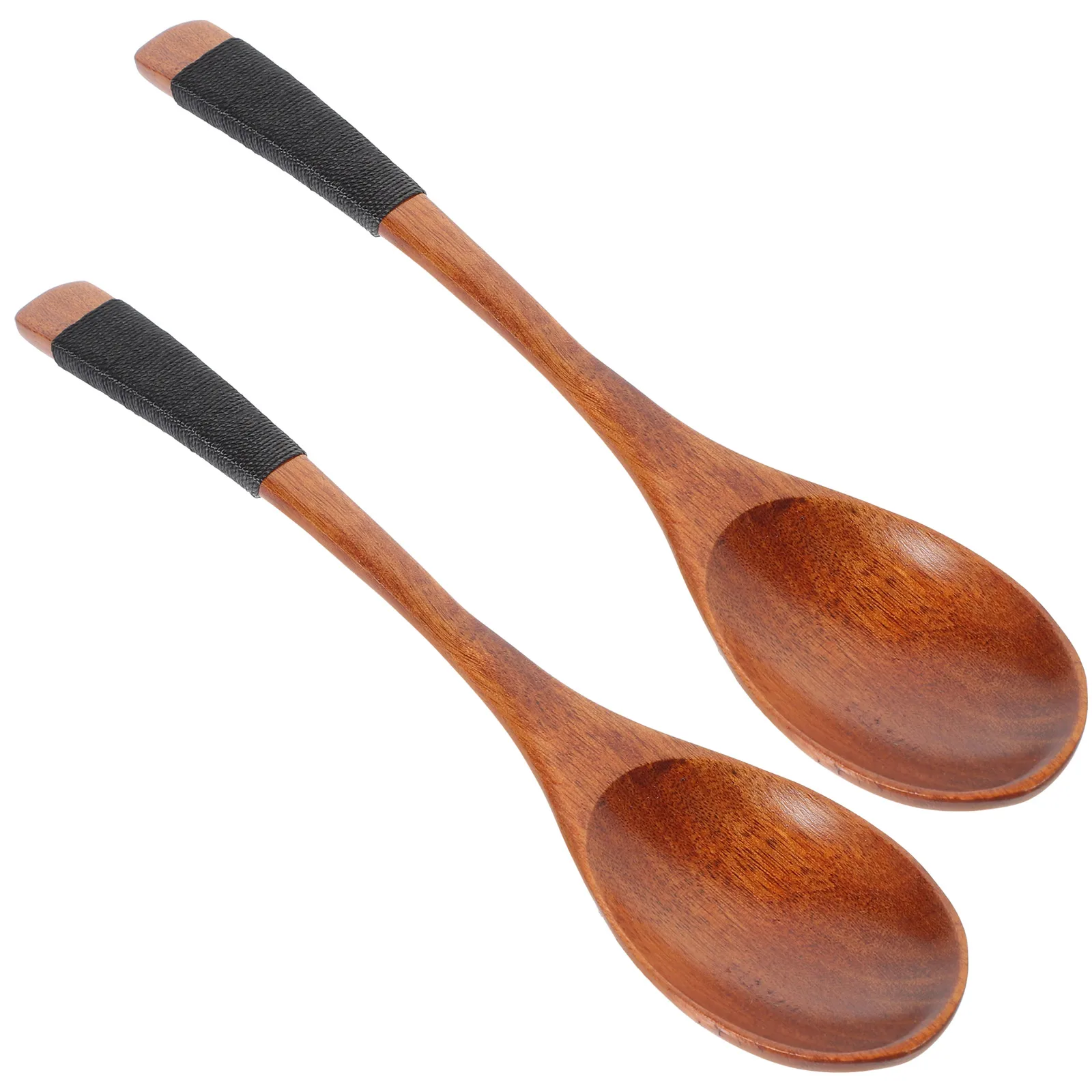

2pcs Wood Long Handle Kitchen Reusable Stirring Dessert Tool Smooth Easy Clean Sturdy Soup Spoon Wooden Spoons