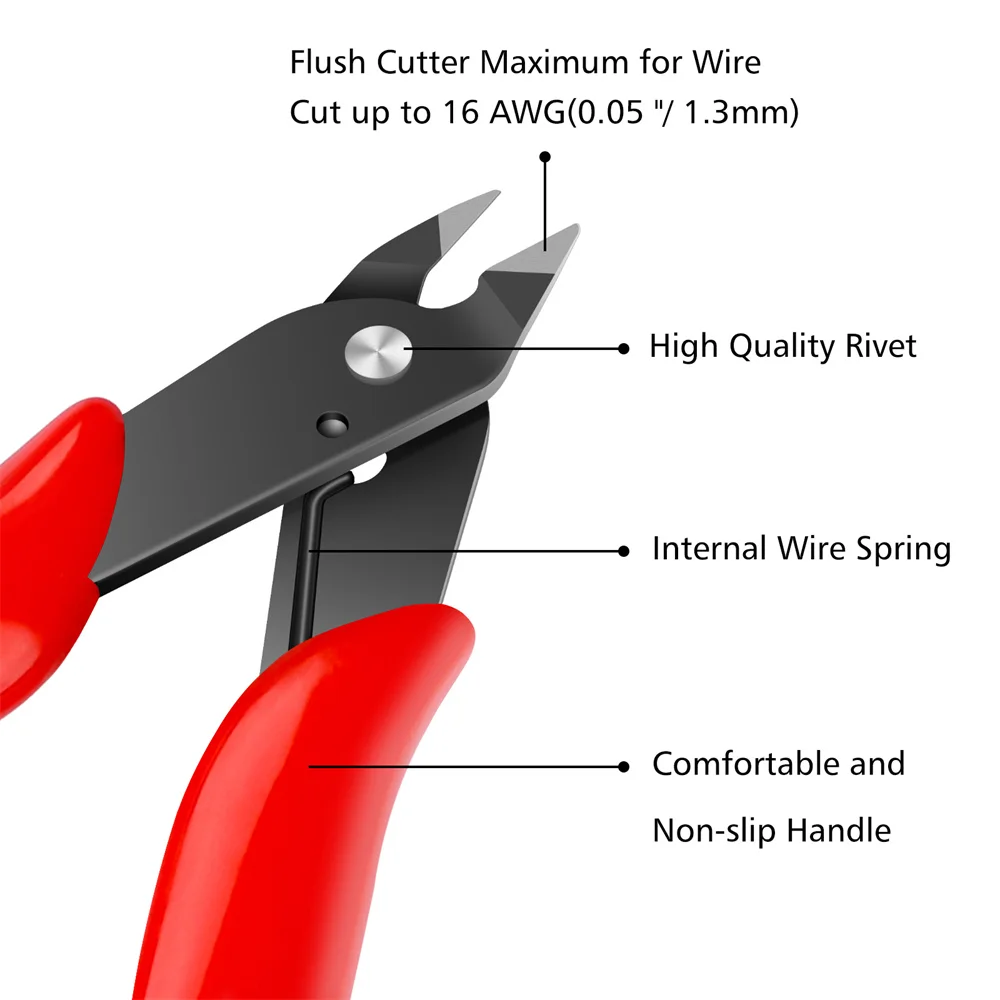 Blue/Red 170 Wire Cutter DIY Trimmer Diagonal Side Cutting Cable Nippers Red Blue Pliers Hand Mini Snips Flush Nipper Trimmer