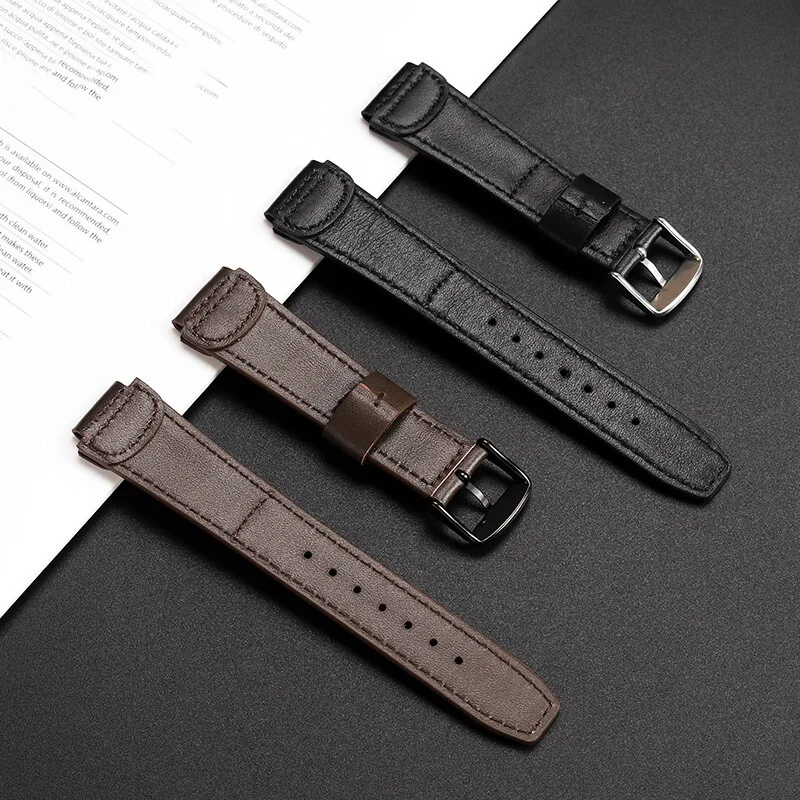 18mm Soft cowhide watchband for Casio  AE1200/1300 SGW400 AQ-150W   Retro Genuine Lea-ther Watch Strap black/brown bracelet