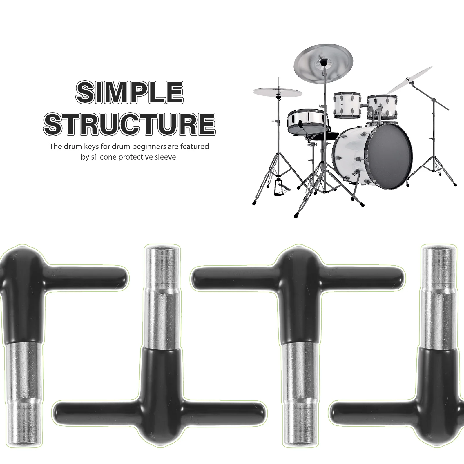 

T Shape Key Tool with Silicone Sleeve Red Color Slim Barrel Tuning Wrench for Drum Beginners Suitable for Most Drum Heads
