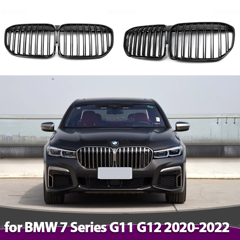 For BMW 7 Series G11 G12 730i 740i 750i 740e 725d 730d 2019 2020 2021 2022 Replacement Double Slat Gloss Black Grilles