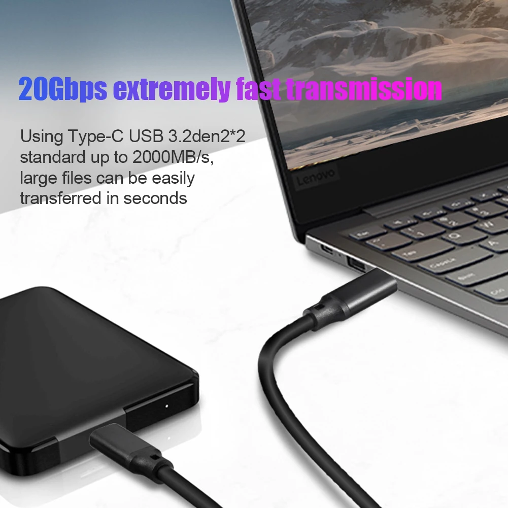 Typ C auf Typ C Kabel USB3.2 GEN2 20 Gbit/s 4K@60Hz HD Videokabel PD100W 5A QC3.0 Schnellladekabel für Huawei MacBook Pro iPad – Detail 3