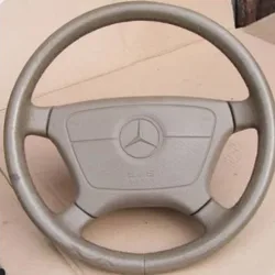 For Mercedes-Benz old w210 Hand sewn steering wheel cover with upper and lower imitation peach wood left and right brown leather