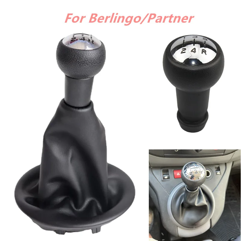 For Citroen Berlingo III MK3 for Peugeot Partner 2008-2021 Car Gear Shift Knob Lever Shifter Stick Gaiter Boot Cover PU Leather