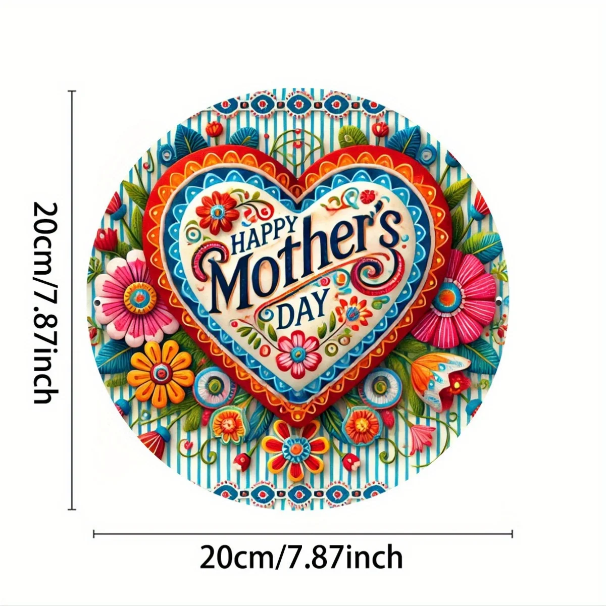 1pc, Happy Mother's Day Sign, 8x8 inches, Round Tin Metal Wall Art, Flat Print, Iron Plate Hanging Decor for Bar, Cafe, Club, Ki
