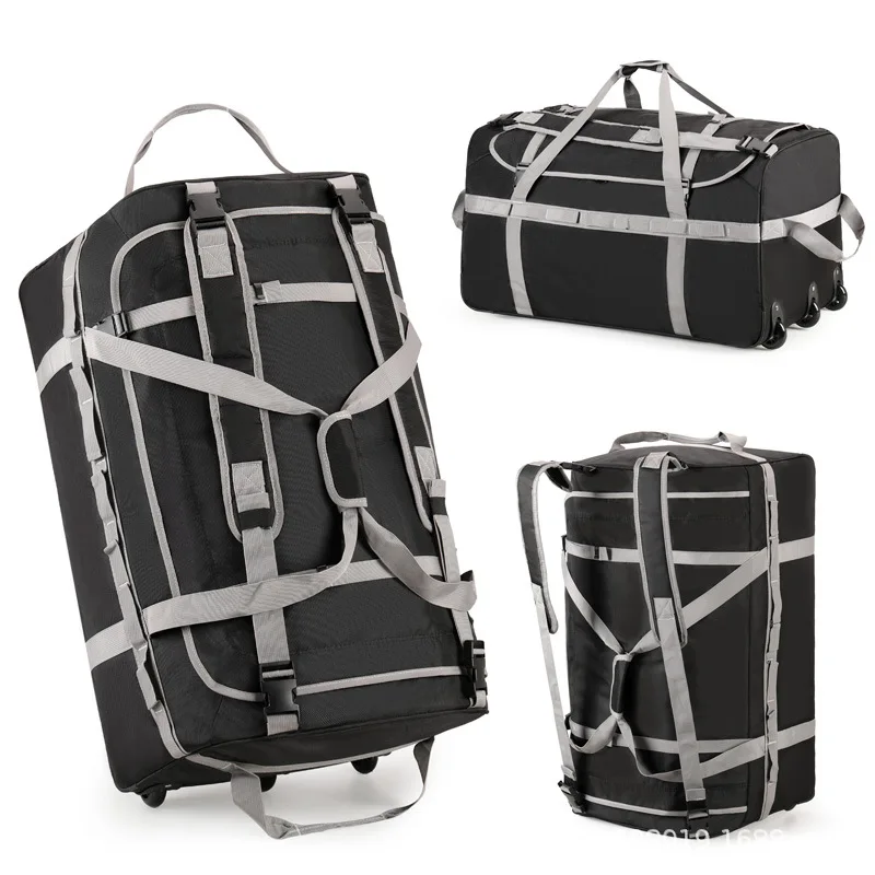 Large Capacity Folding Travel Bag Wheel Tow Bag Waterproof Outdoor Bag Equipment Oversized Luggage Bag Trolley Suitcase Luggage