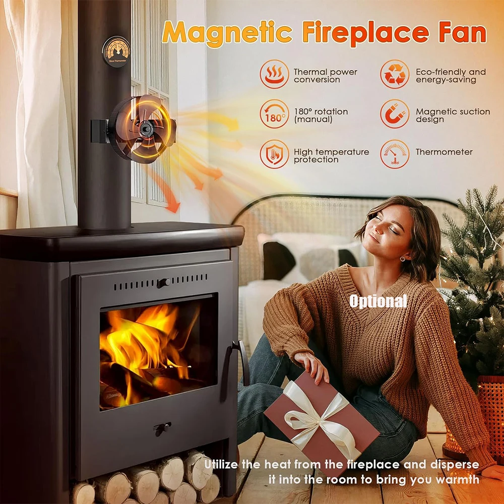 4 Blades Mini Fireplace Fan Heat Powered Stove Fan Wood Log Burner Eco Quiet Energy Saving Heater Home Efficient Heat Distribute