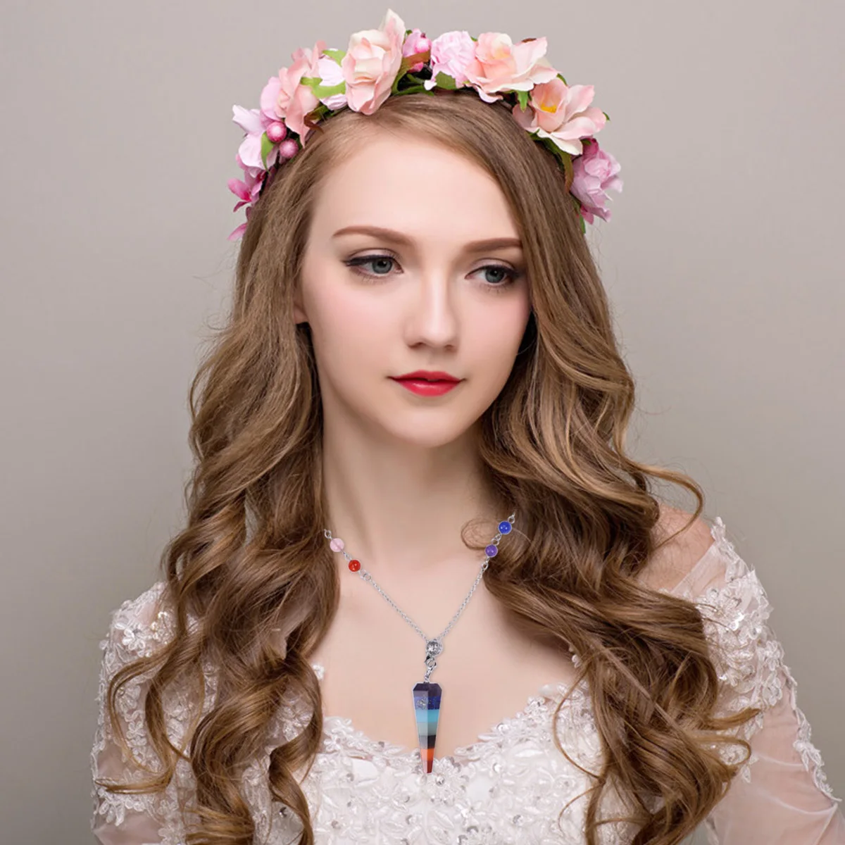 

Hexagonal Gemstones Necklace Chakra Pendant for Meditation Healing Jewelry Bracelet Adjustable Trendy Accessories