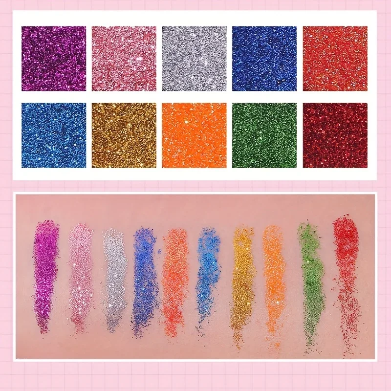 Paleta de sombra de ojos con purpurina de 10 colores, juego de maquillaje para actuación en escenario de larga duración, pigmento brillante metálico brillante