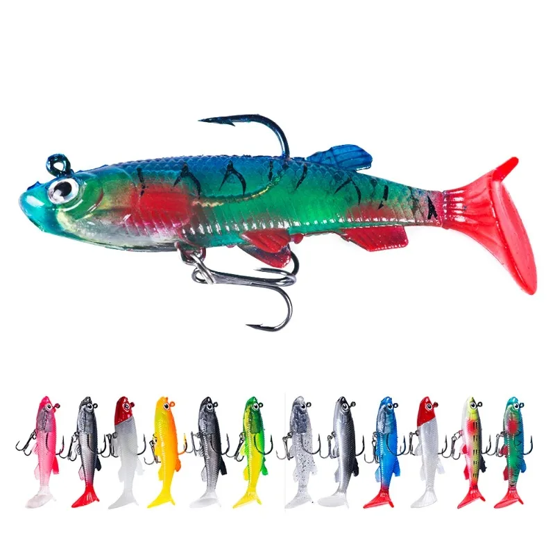 1 Pcs 8cm 12g Fishing Lure Wobblers Silicone Soft Bait T Tail Swimbait Artificial Rubber Bait Pike for Bass Fishing Tackle