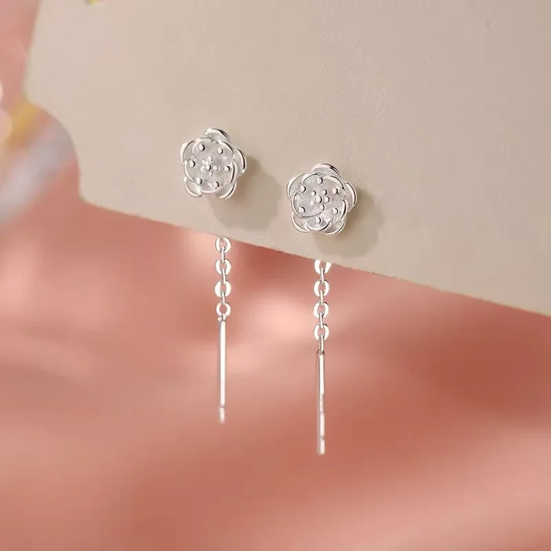 

Серебряные серьги-гвоздики с изысканным цветочным дизайном для очаровательных женщин, модные украшения для вечеринок, изысканные ювелирные изделия в виде растений