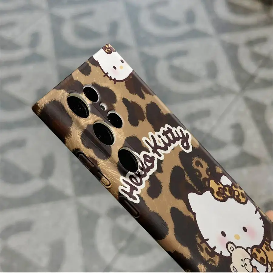 Case for Samsung Galaxy Note 20 S20 S25+ S24+ S21 S22 S25 Ultra S24 Plus S23 FE Hard Phone Cover Sanrio Cute Leopard Kitty Cat