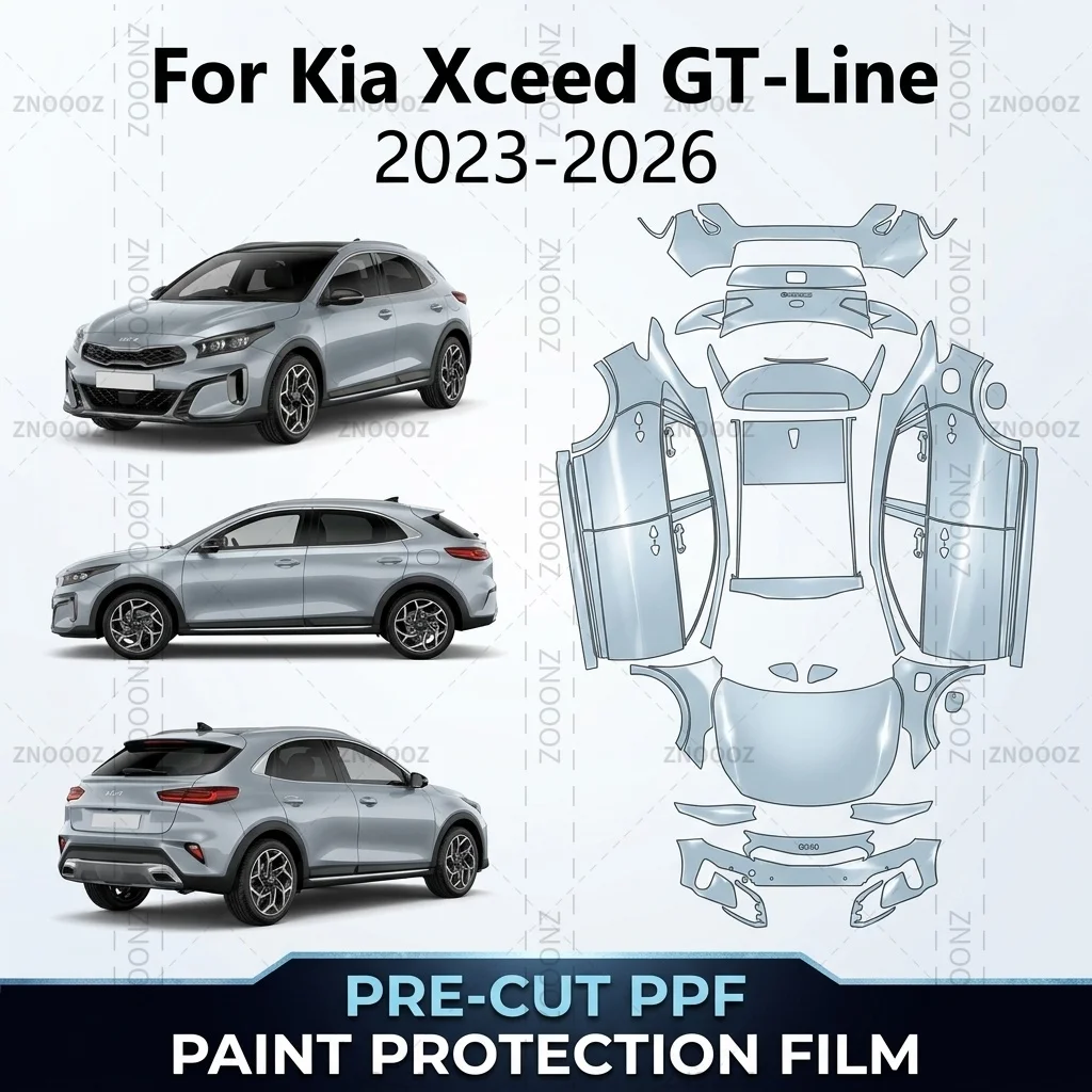 Für Kia Xceed GT-Line 2023-2026 8,5 Mil Vorgeschnittenes PPF-Kit Lackschutzfolie TPU Selbstklebende Vollfahrzeug-Schutzfolie Glänzend Transparent Matt Schwarz