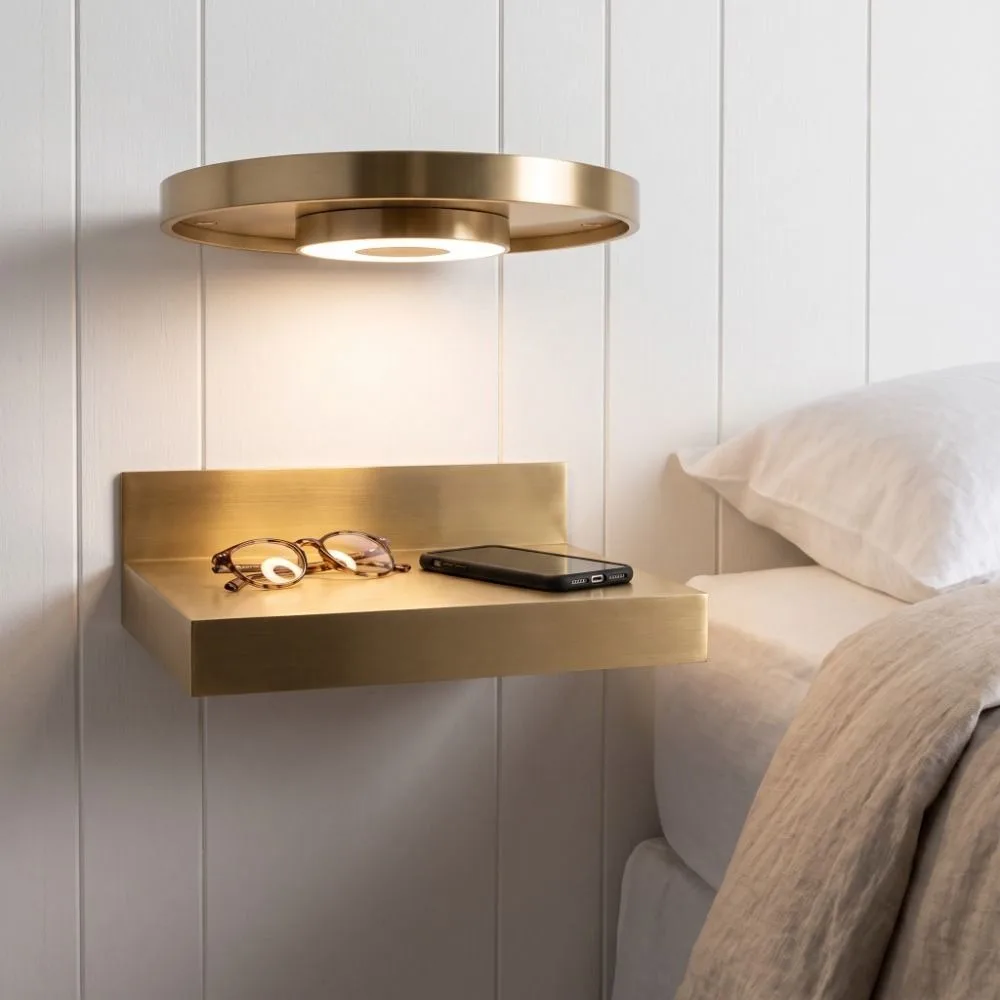 Built-in LED Lights Floating Wall Shelf Invisible Bracket Wall Mounted LED Light Shelf Hidden Mount Minimalist Design