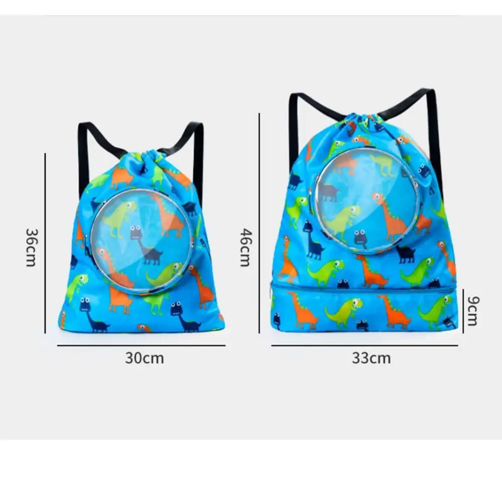 New Cartoon Print Beach Bag Waterproof Dry Wet Separation Sports Storage Bag Adjustable Oxford Children Swim Backpack