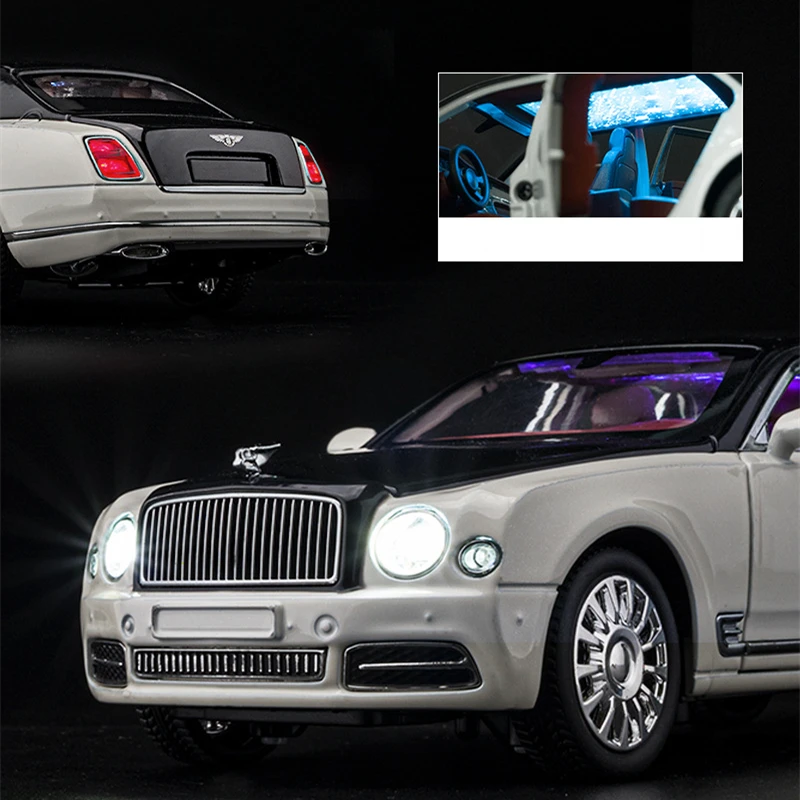 1:24 Mulsanne Alloy Luxy Car Model Diecasts & Toy Vehicles Metal Car Model Simulation Sound and Light Collection Childrens Gifts