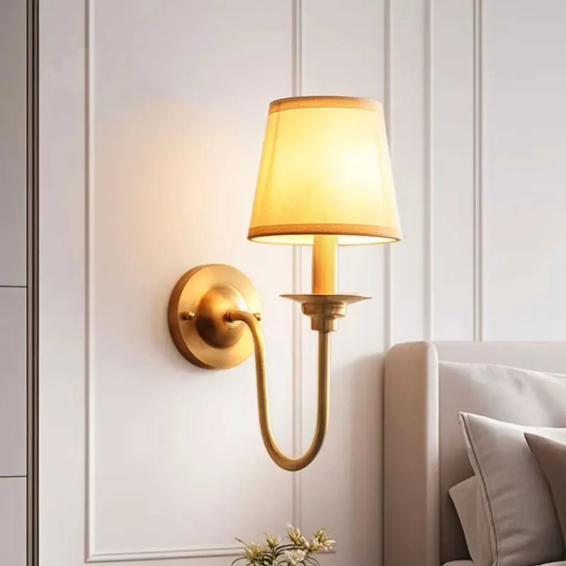 

Bedroom Bedside Wall Lamp All Copper Nordic Modern Creative Corridor Living Room Designer Lamp Mirror Headlight Staircase Lamp