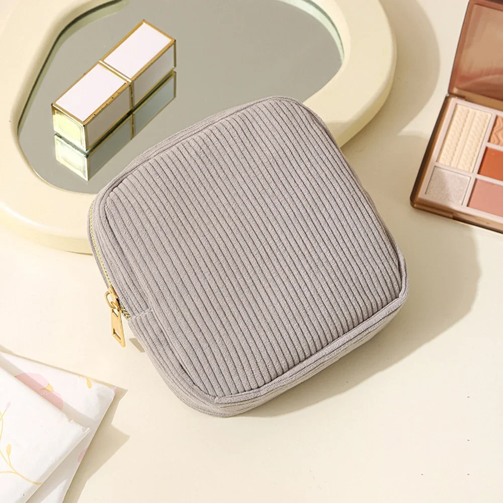 Beige Black Gray Pink Brown Pad Storage Bag Versatile Personal Item Storage Personal Items Bag Corduroy Pouch Versatile Use