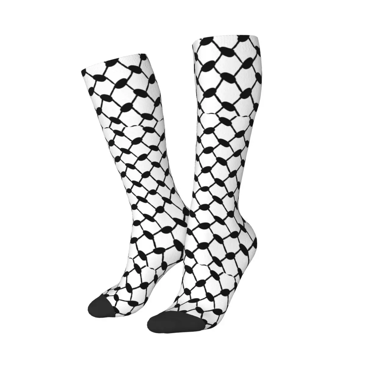 Unisex Stockings Palestine Traditional Keffiyeh in Black and White Socks Autumn Comfortable Socks Print Climbing Anti Skid Socks