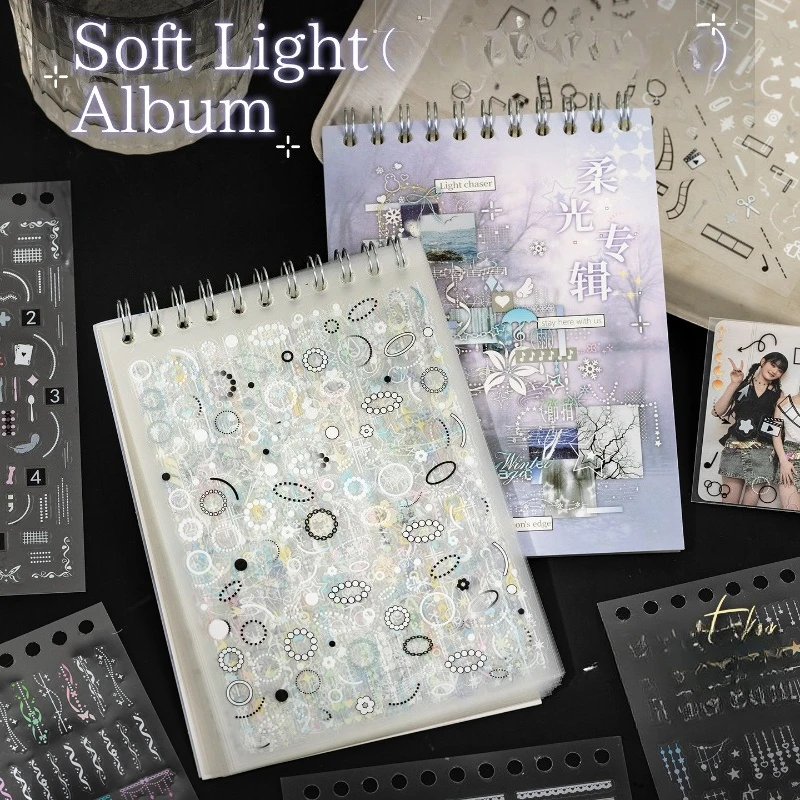 

Kpop Photocard DIY Die-Cut Sticker Book Ins Soft Decorative Elements Basic Journaling Scrapbooking Collage Supplies for Fans