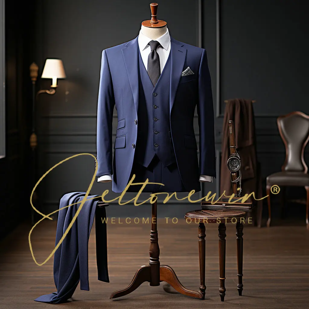 

3pcs/Set Men'S Suit Blazers Pants Classic Business Gentleman Formal Groom Wedding Dress Plus Size Solid Color Suit Men Clothing