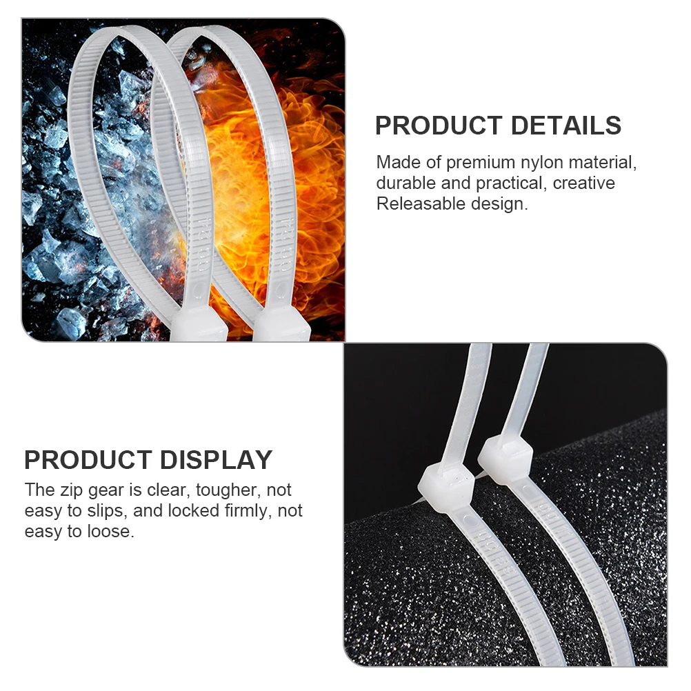 

100Pcs Premium Releasable Nylon Ties Reusable Zip Ties Heavy Duty Cable Fasteners