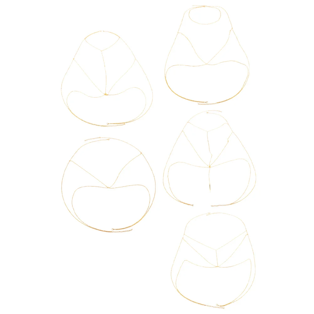 

5pcs Body Fine Workmanship Durable Sexy Waist For Dress Women Beach Party Wedding Alloy Metal Abdomen Chain Bikini Waist Chain