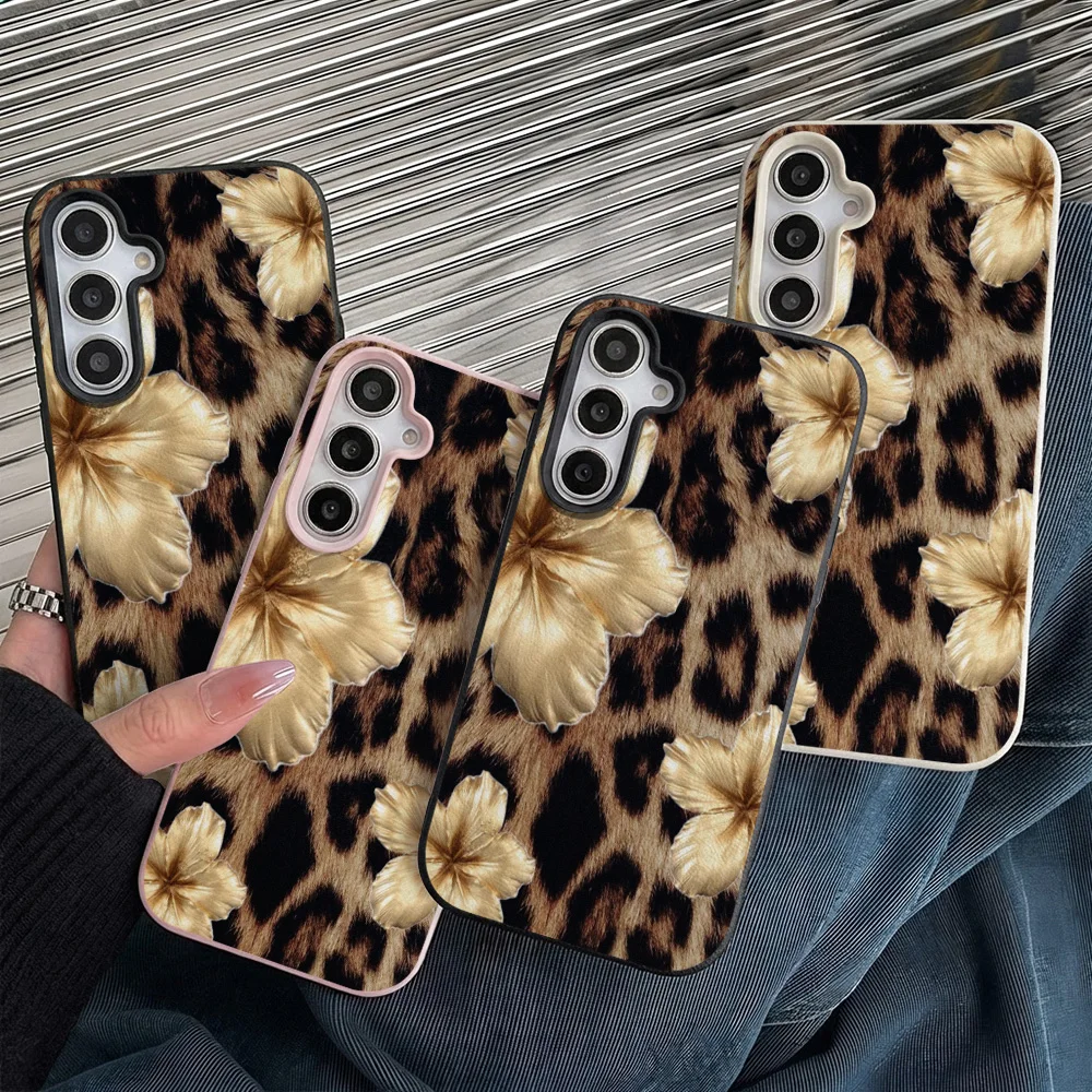Phone Case for Samsung Galaxy S26 S25 S23 Ultra S24 FE A57 A56 A55 A54 5G A07 A06 4G Cases Classic Leopard Retro Floral Pattern