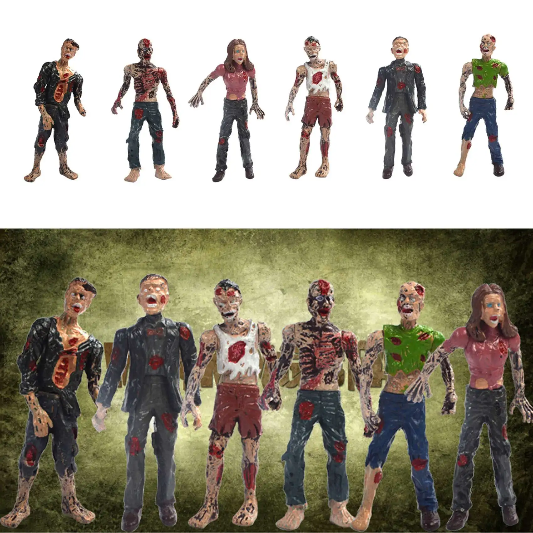 6Pcs/Lot 10CM the Walking Dead Zombie Action Figures Toys Movie Characters Action Zombie Figures Kids Toy