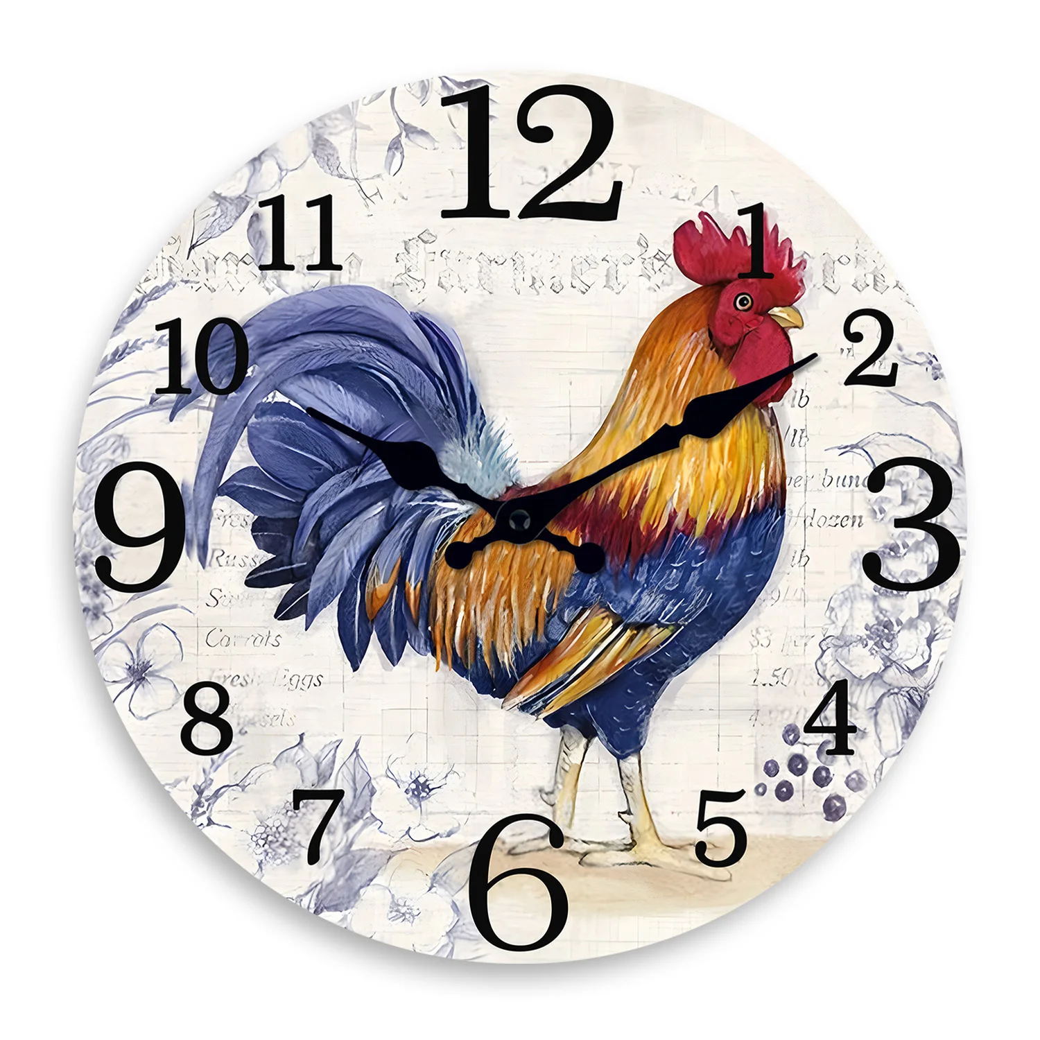 Fashionable Rooster Pattern Wooden Wall Clock for Living Room, Bedroom, Kitchen, Home Decoration, Silent Quartz Clock, Holiday Gift, 10 Inches, 12 Inches, 14inch, 16inch (Battery Not Included)