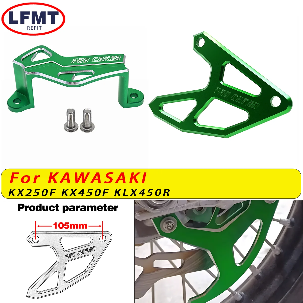 

Motorcycle Dirt Bike Accessories Rear Brake Caliper Brake Disc Guard Protector Cover For KAWASAKI KX250F KX450F KLX450R2004-2023