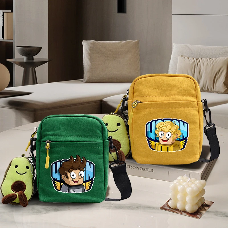 

Wojan Teams Canvas Shoulder Bag with Avocado Ornament Cute Cartoon Zipper Adjustable Strap Phone Pouch Fashion Durable Bags Gift