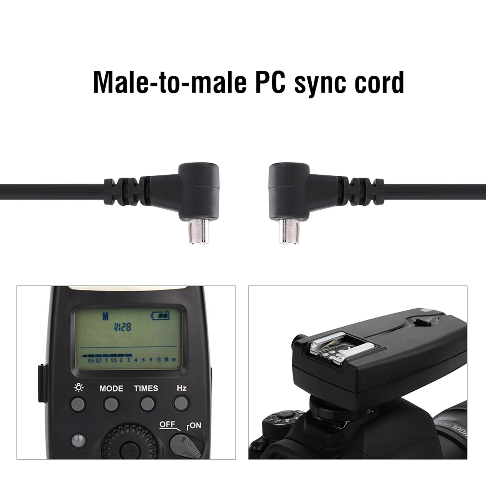 PC pC Cable 30cm PC pC Male to Male Flashlight Camera Connector Sync Cable Cord Flashlight Cable