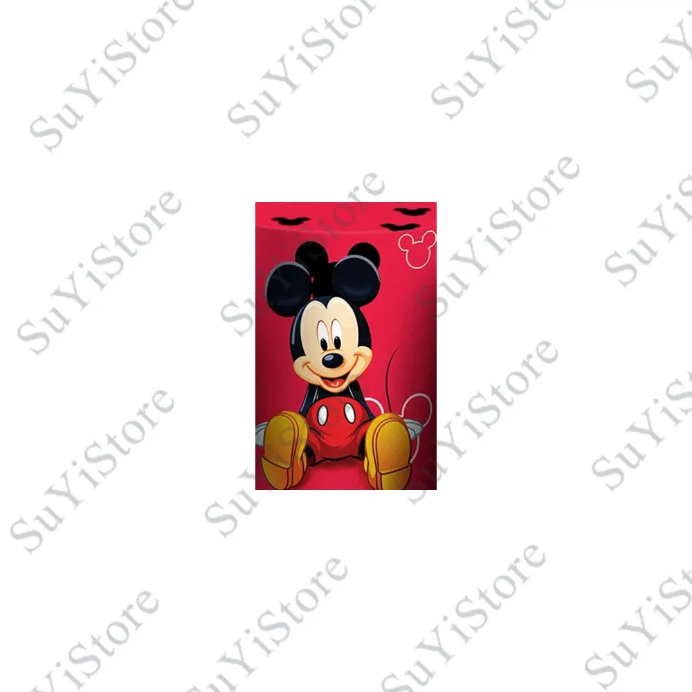 Disney Mickey Mouse Round Photo Backdrop Cover For Kids Birthday Baby Shower Circle Photography Background Cylinder Covers