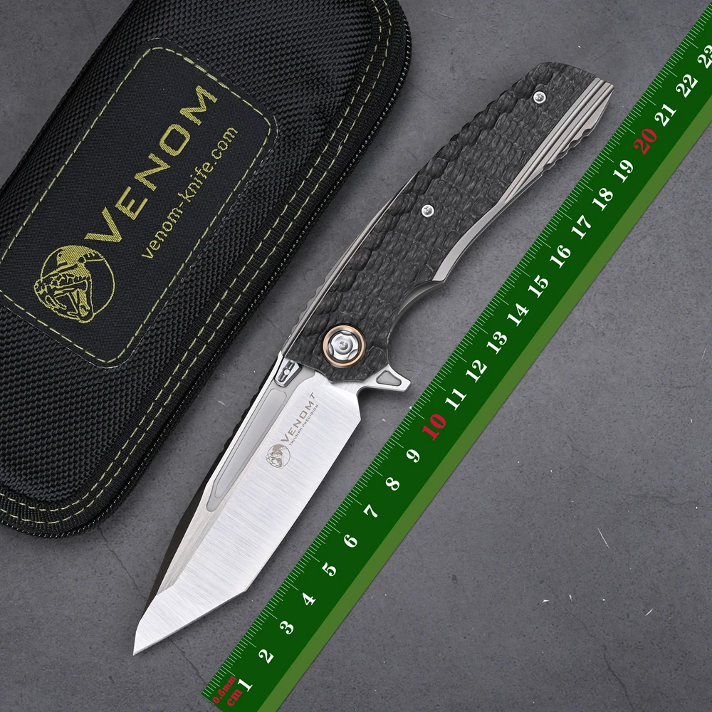 Kevin John New Venom T S30V Blade Titanium Alloy+Carbon Fiber Handle Outdoor Camping Hunting Pocket Knife EDC Tool