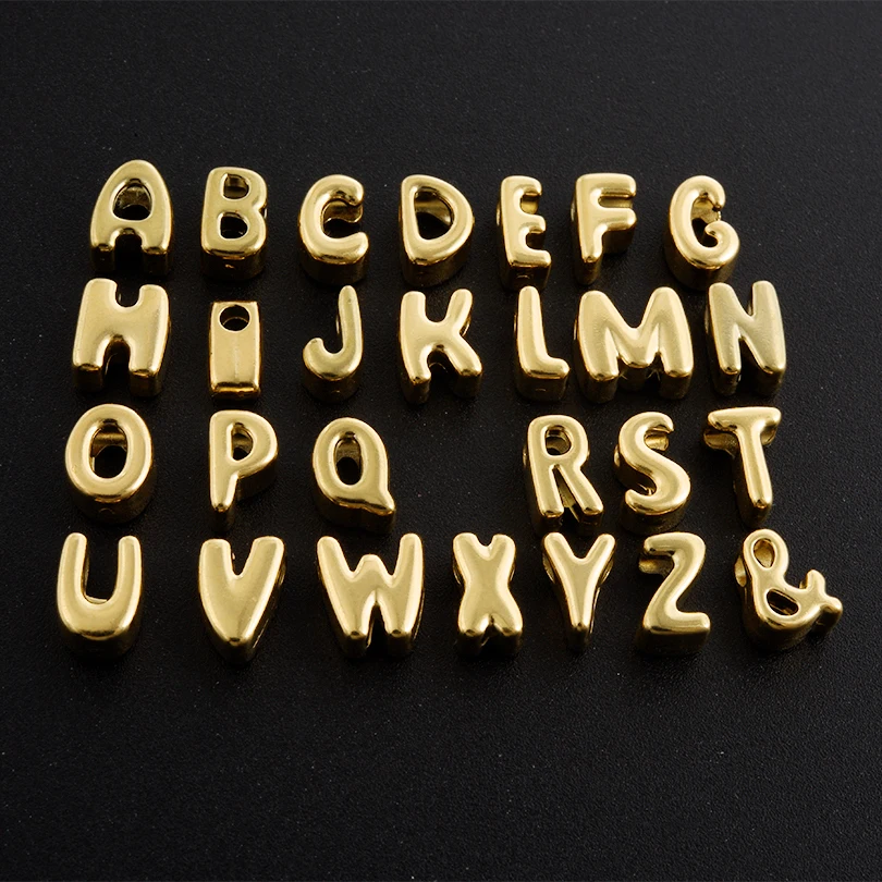 2/5pcs Small A-Z Initial Letters Charm Spacer Bead Stainless Steel Beads For Jewelry Making Bracelet Anklet Necklace Accessories