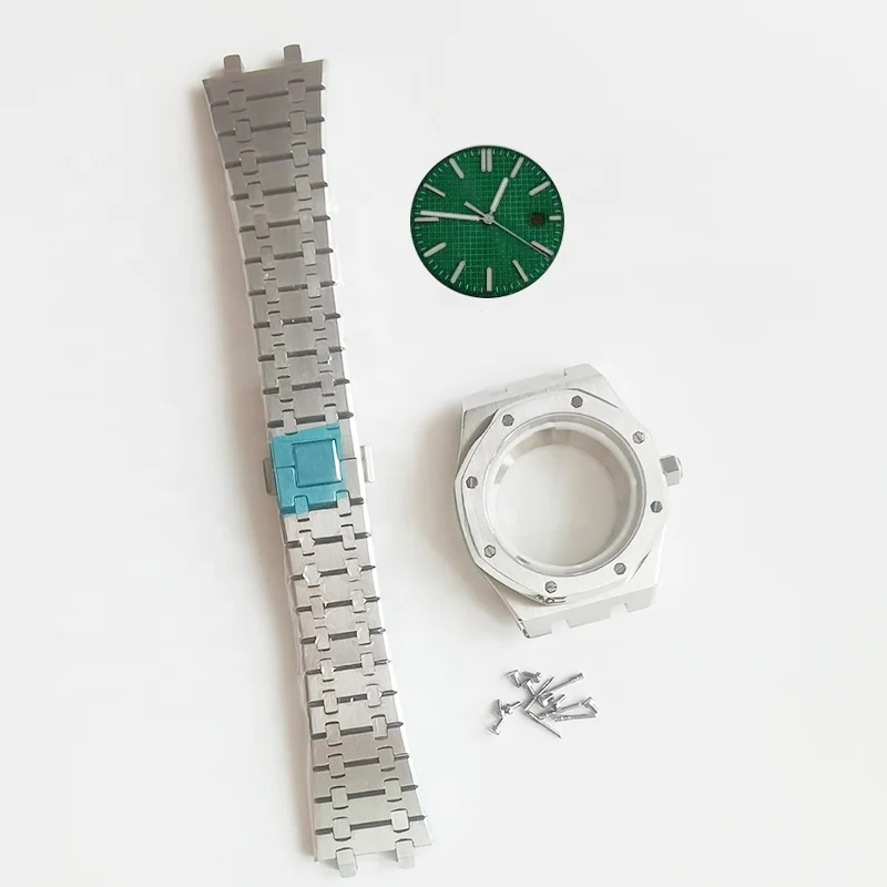 Caja de reloj de 41mm para movimiento NH35/NH36/4R36, cubierta de reloj de acero inoxidable, correa de repuesto para reloj de pulsera