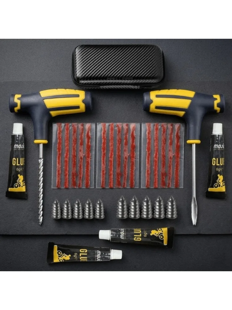 AliExpress NONE Universal Emergency Tire Repair Kit - Vacuum Tyre Puncture Plug Tool Set with Hard Storage Case for Car, Motorcycle, Bike