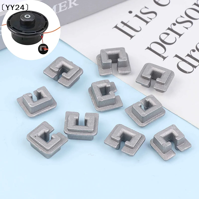 〔YY24〕5/10Pcs Aluminum Alloy Trimmer Head Eyelet Square Cord Buckle Replacement Parts Gardening Tools Lawn Mower Trimmer Access