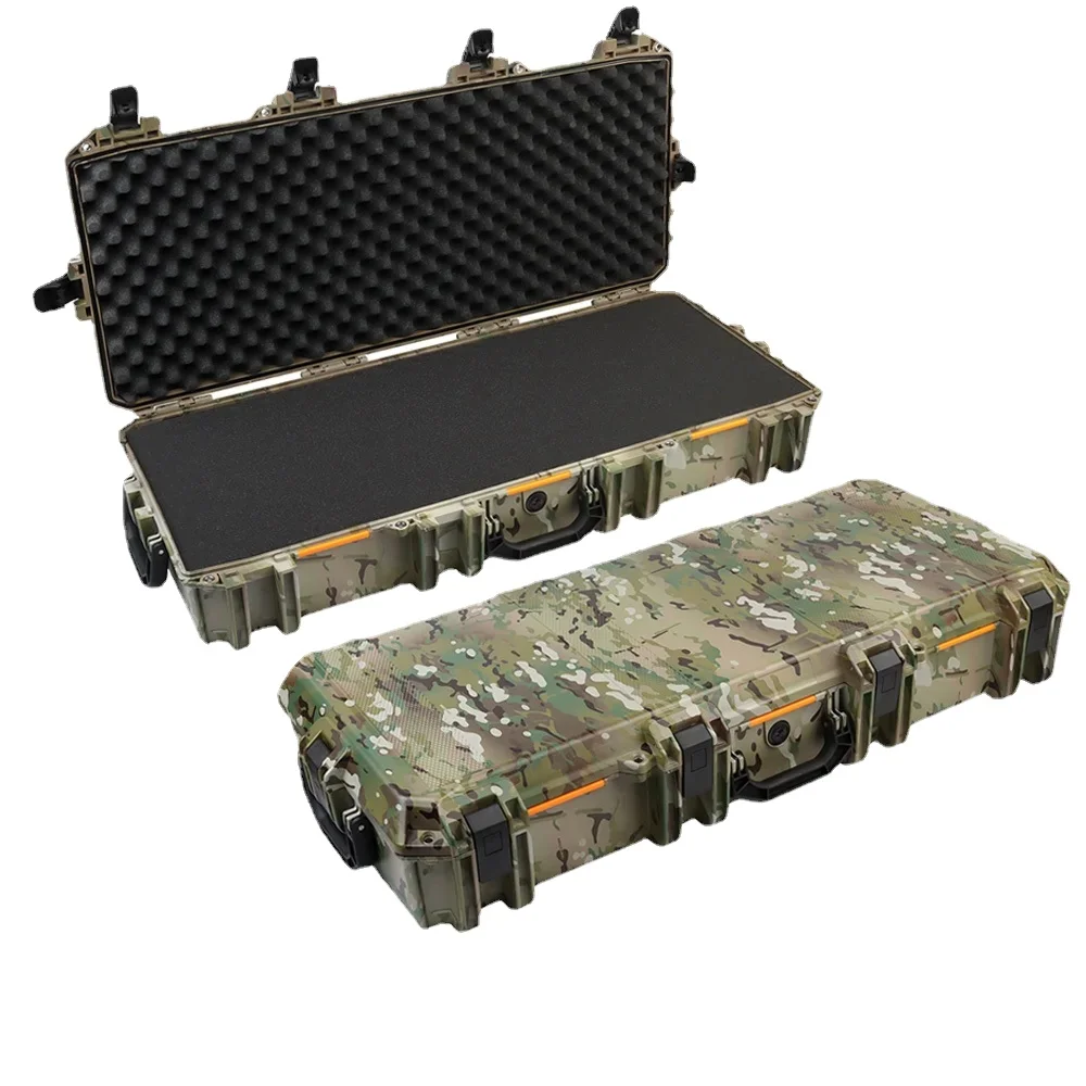 

Outdoor Storm Safety Case 36.6in Camping Hunting Shooting Tactical Rifle Tooling Sponge Box Shockproof Anti-theft with Wheels