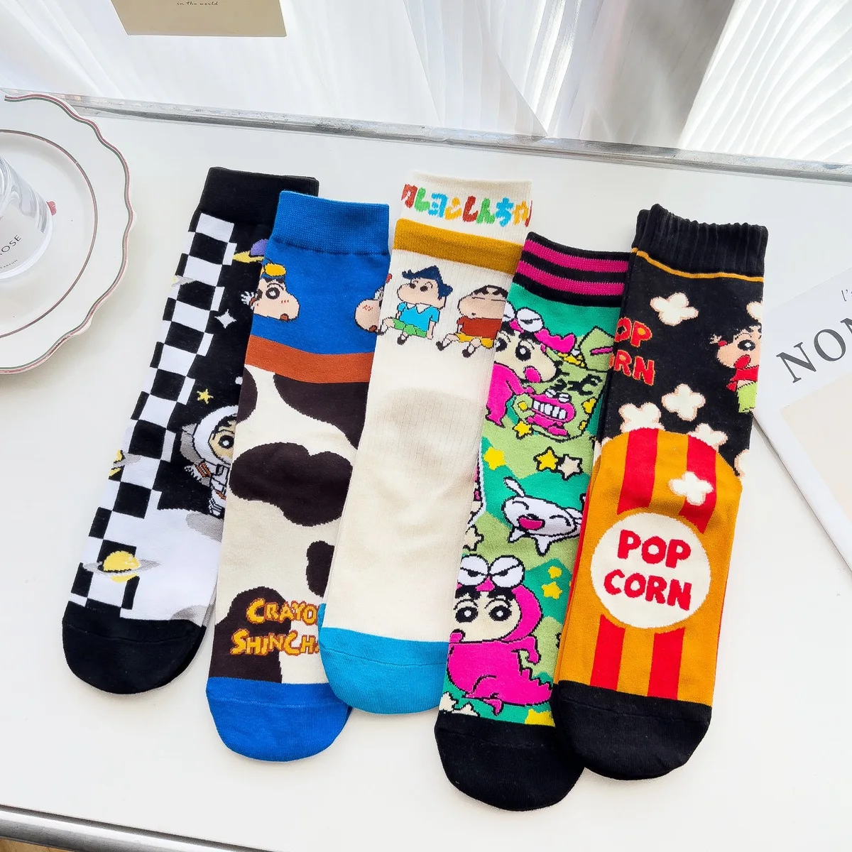 Adult Crayon Shin-chan Socks Fall Winter Combed Cotton Socks Men Women\'s Warm Long Socks Gifts Average Size 18-40 Years