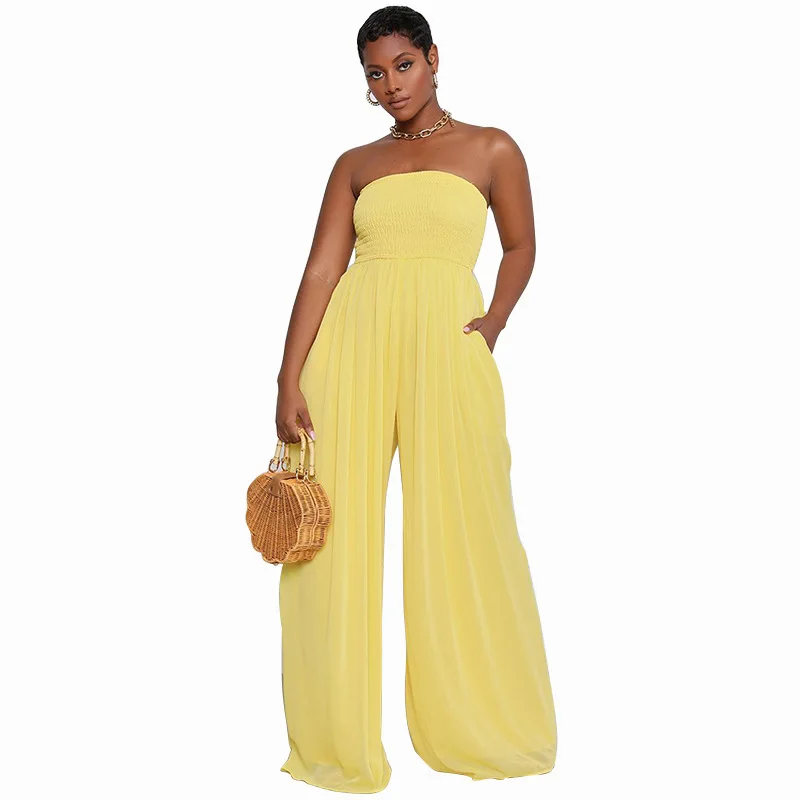 Clothing 2023 Summer Jumpsuit Women Sleeveless Strapless Loose Jumpsuits Office Lady High Street Outfits Fashion Street