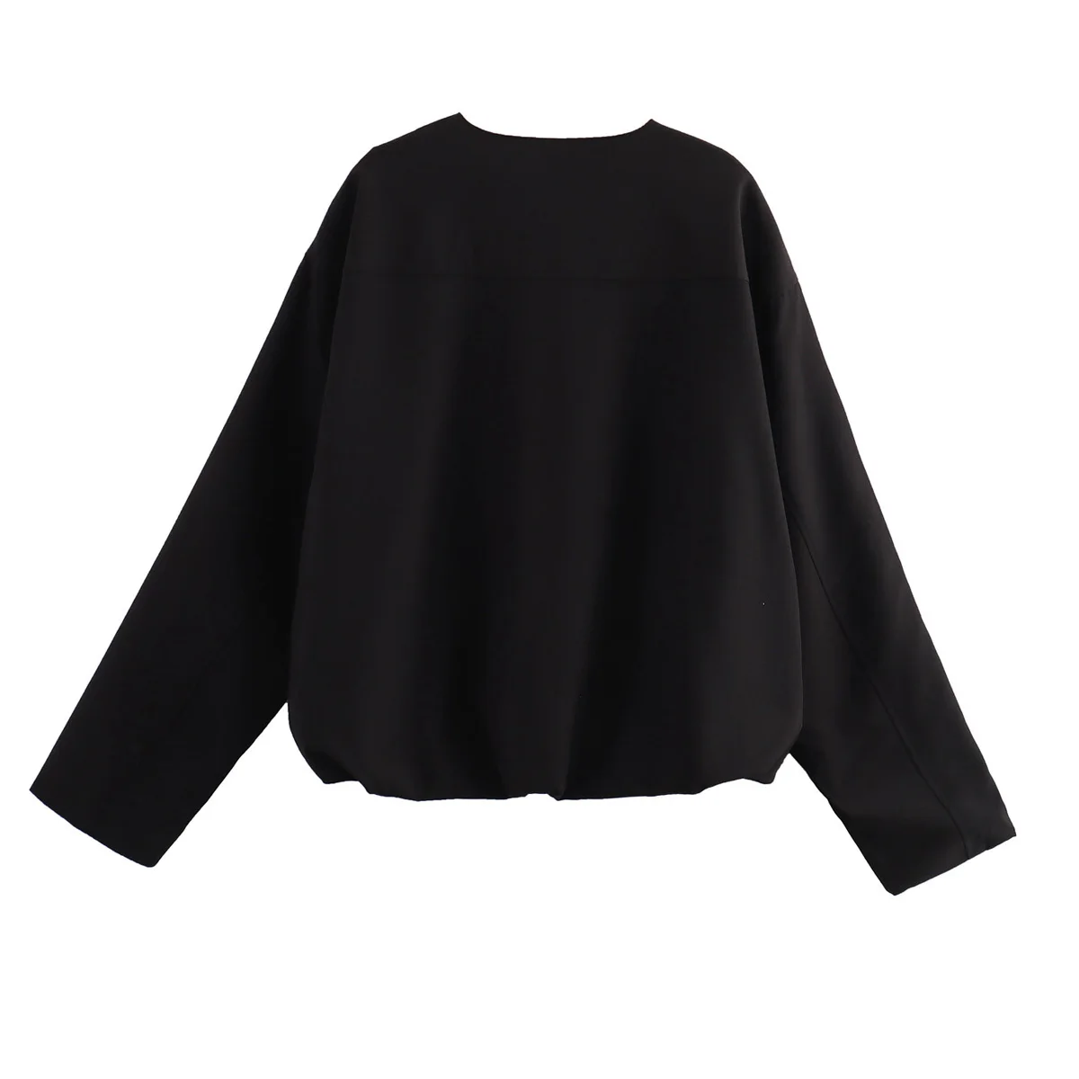 JNLEAOG Primavera delle Nuove Donne Faion Design Lungo Sve Pieghettato Cappotto a Pipistrello Fibra di Poliestere Rotondo Ne Chiusura con Cerniera Lunghezza Regolare