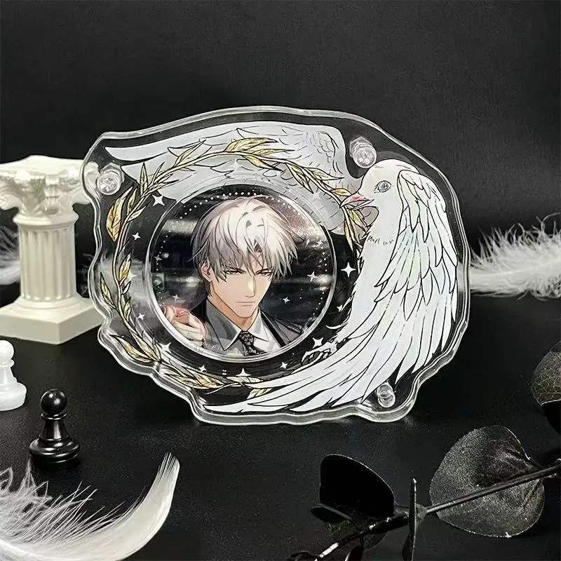 Black Crow White Feather Acrylic Jibei Brick Display Stand Grain Storage Decorative Item For Anime And Gaming Collectibles
