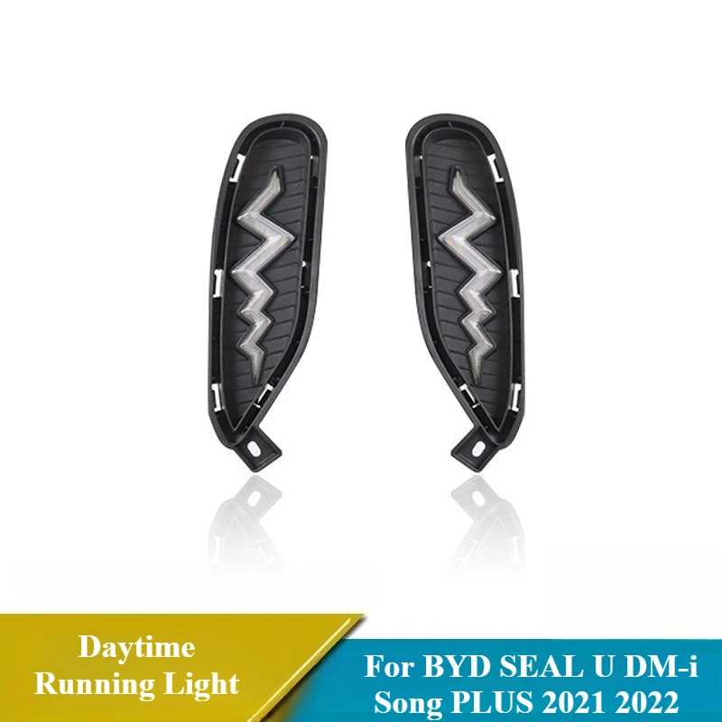 For BYD SEAL U DM-i‌ Song PLUS 2021 2022 Car Led Daytime Running Lights DRL Dynamic Turn Signal Front Bumper Fog Lamp Night Blue