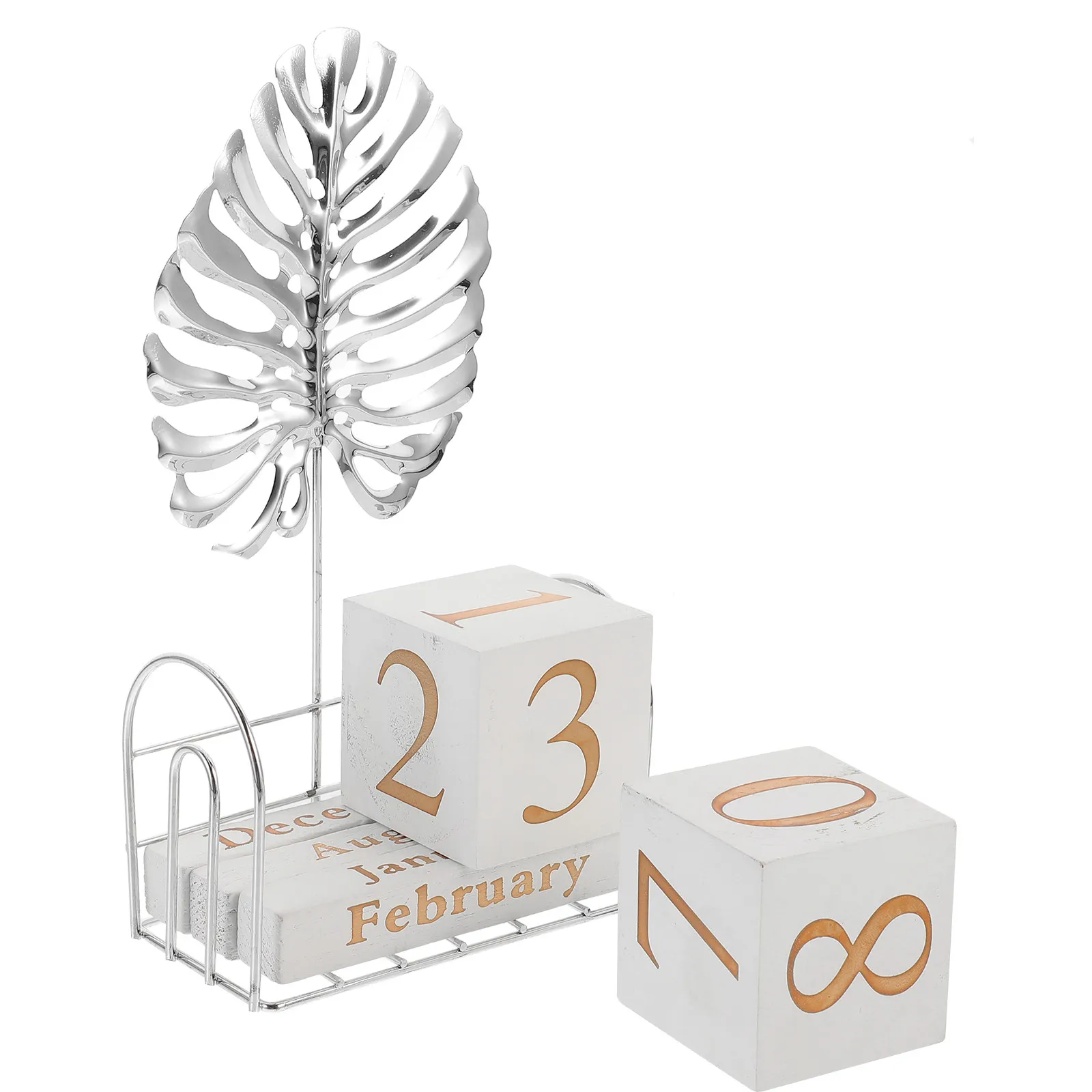 

1Set Wooden Turtle Leaf Square Calendar Decorative Desktop Ornament Practical Long-Lasting Perpetual Date Month Week