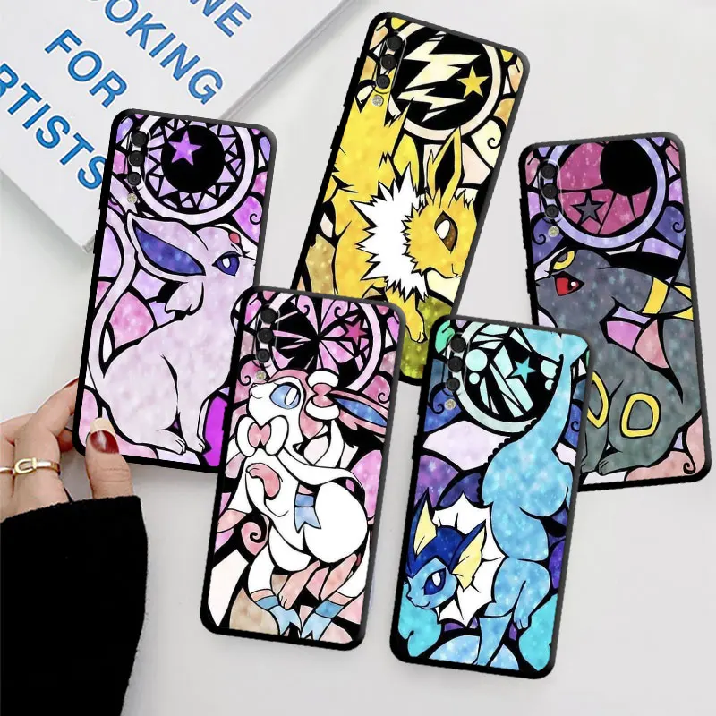 Case For Samsung Galaxy Note 20 Uitra 10 Plus 9 A50 A70 A40 20e A30 A03 A03s A04 A10 A02s Soft Phone Cover Pokemon Pikachu Eevee